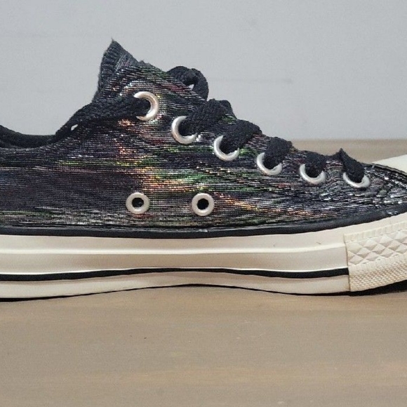 Converse All Star Shimmer Low Womens Size 6.5 Black Metallic Rainbow - Picture 3 of 8